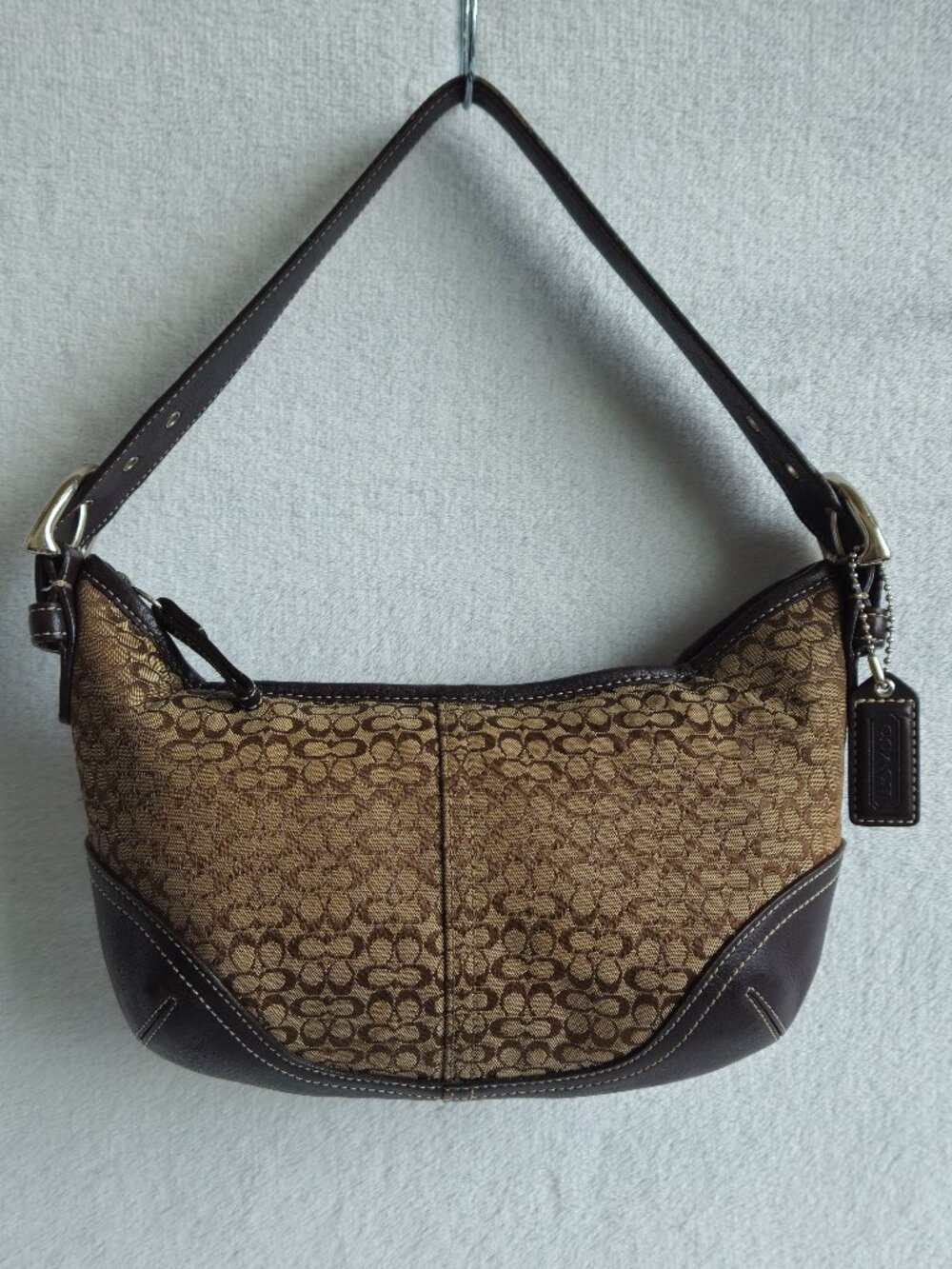 Vintage Coach Y2K Soho 6351 Signature C Canvas Brown Hobo Bag Leather/Canvas